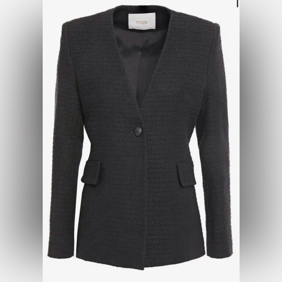 Maje Jackets & Blazers - Maje Black Cotton-Tweed Blazer